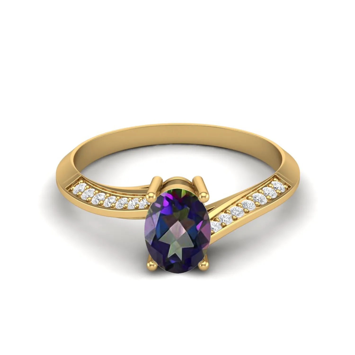 925 Sterling Silver Mystic Topaz Ring 7x5mm Oval Shaped Wedding Ring