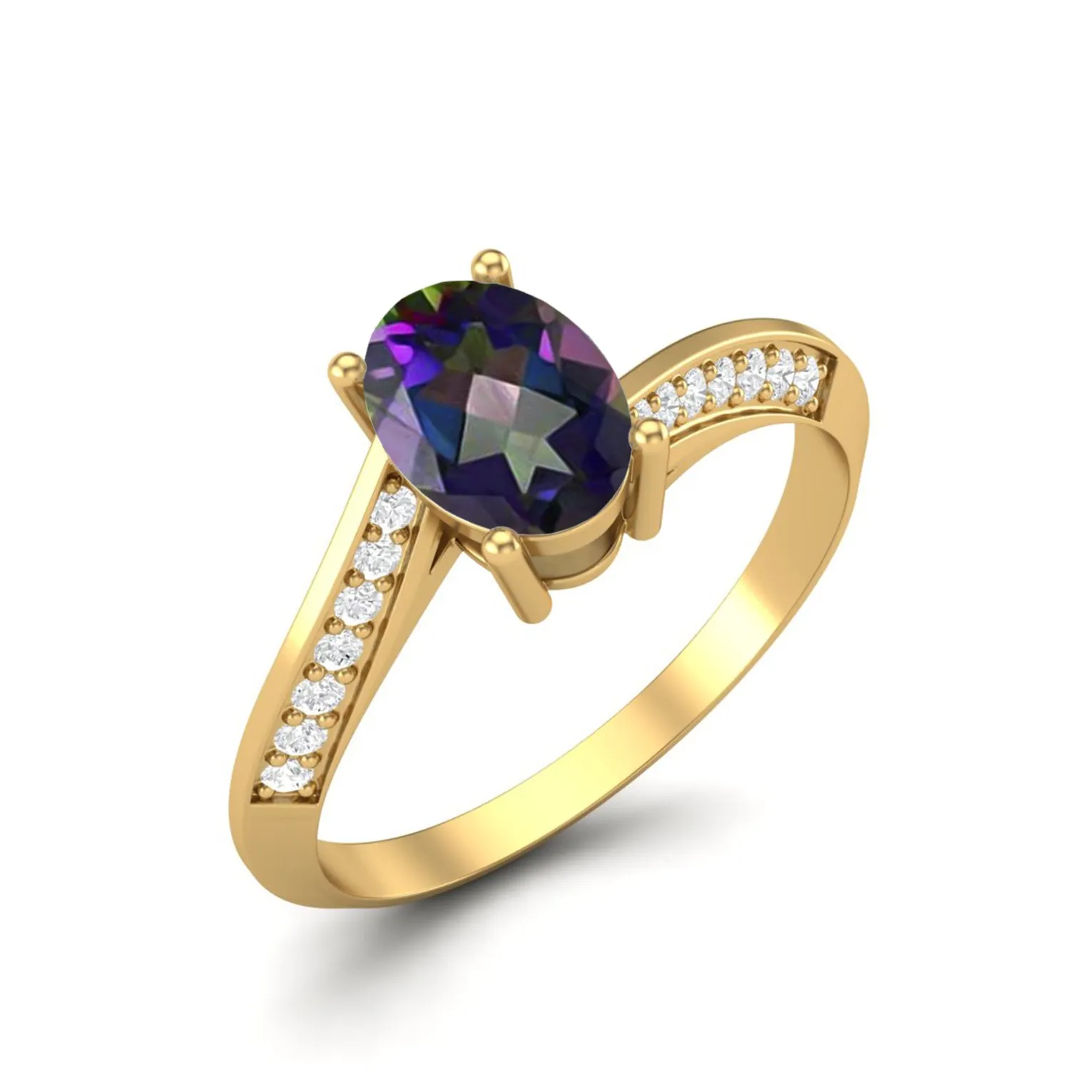 925 Sterling Silver Mystic Topaz Ring 7x5mm Oval Shaped Wedding Ring