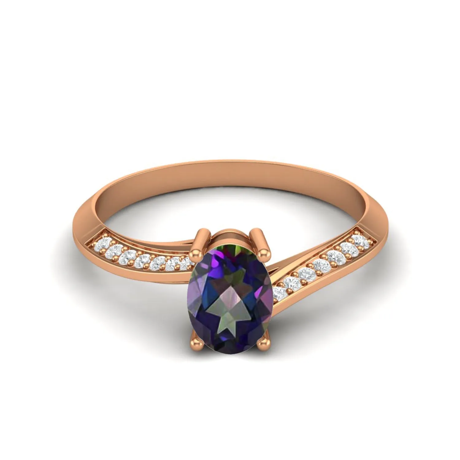 925 Sterling Silver Mystic Topaz Ring 7x5mm Oval Shaped Wedding Ring
