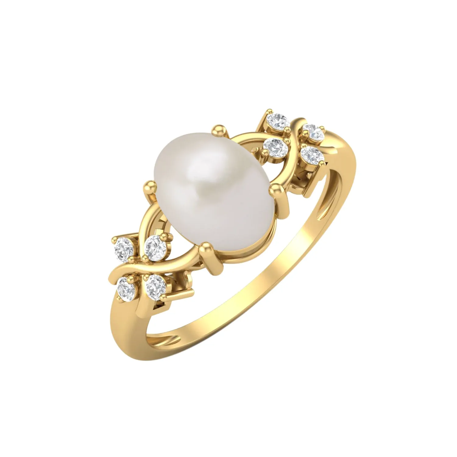 925 Sterling Silver Pearl Stone Wedding Ring 8x6mm Wedding Ring For Women