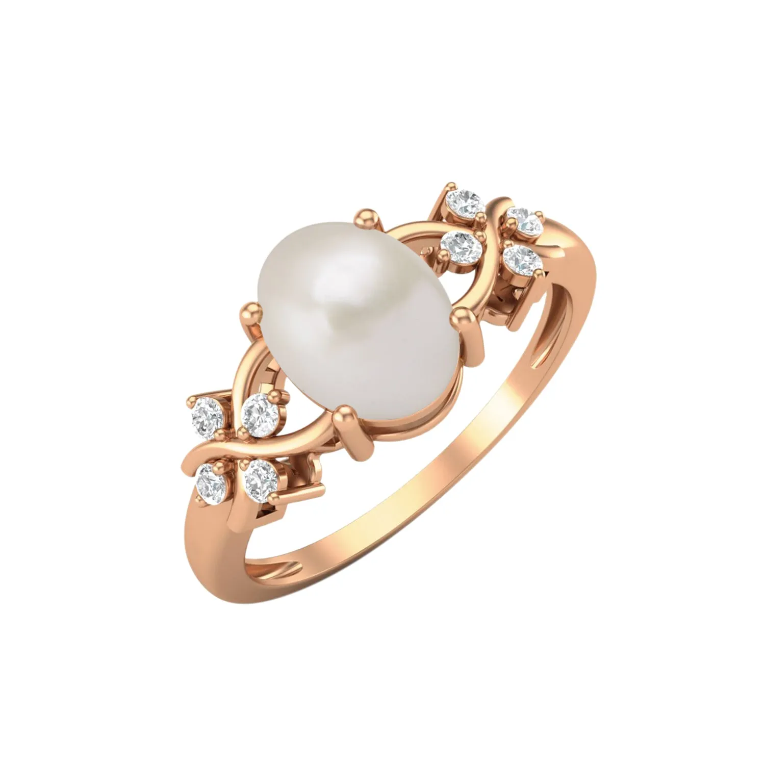 925 Sterling Silver Pearl Stone Wedding Ring 8x6mm Wedding Ring For Women