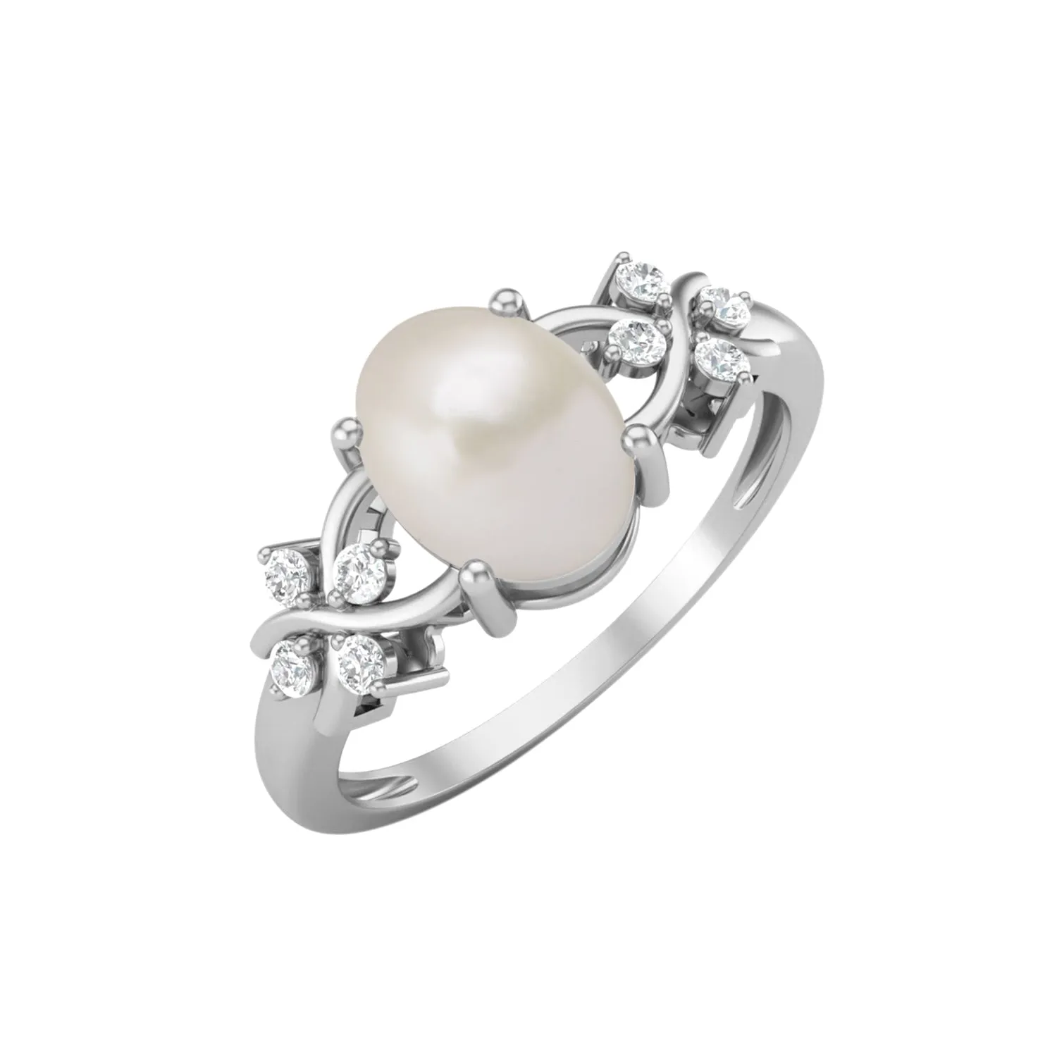925 Sterling Silver Pearl Stone Wedding Ring 8x6mm Wedding Ring For Women