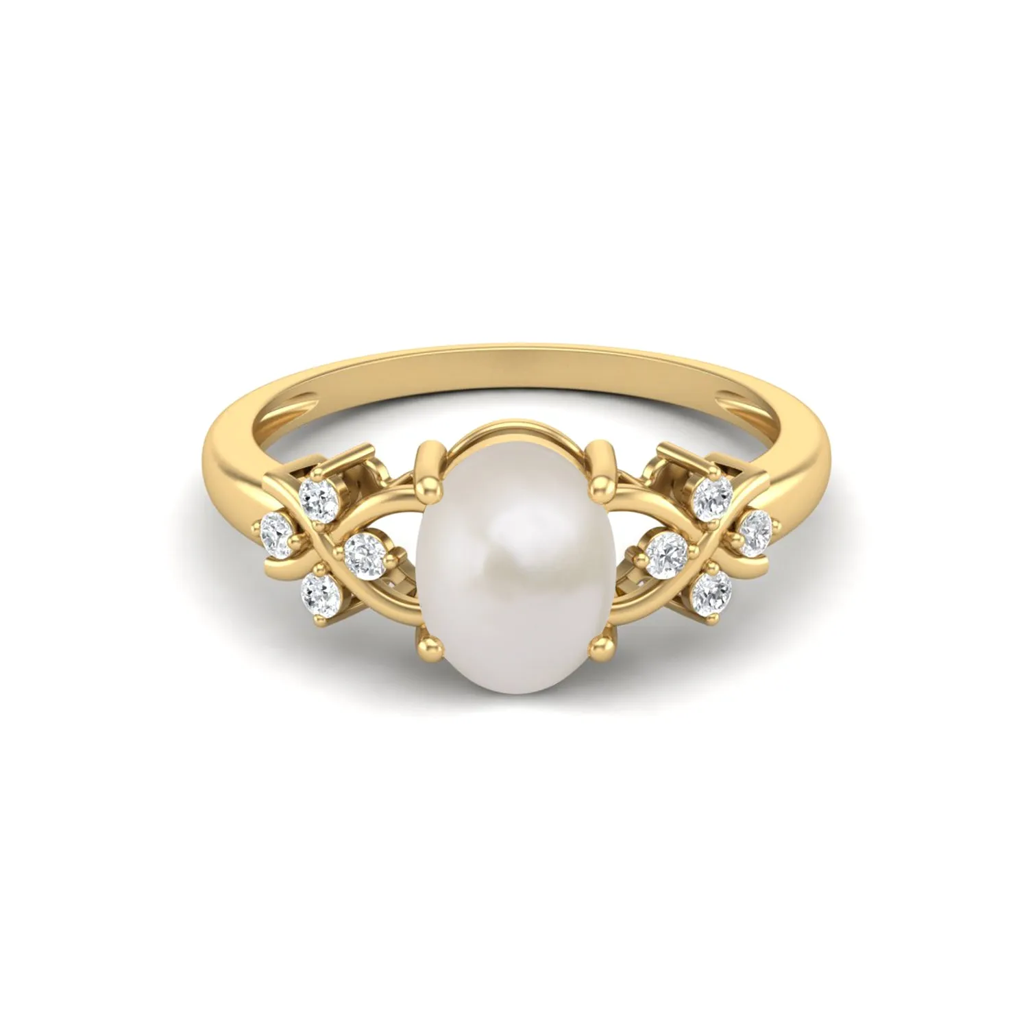 925 Sterling Silver Pearl Stone Wedding Ring 8x6mm Wedding Ring For Women