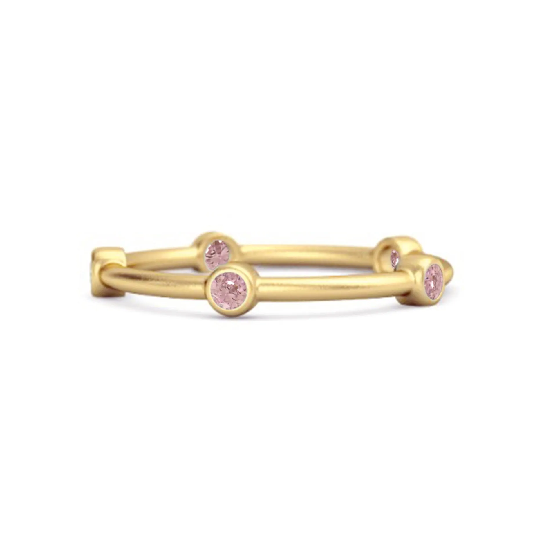 925 Sterling Silver Stackable Wedding Band Pink Zirconia Five Stone Ring