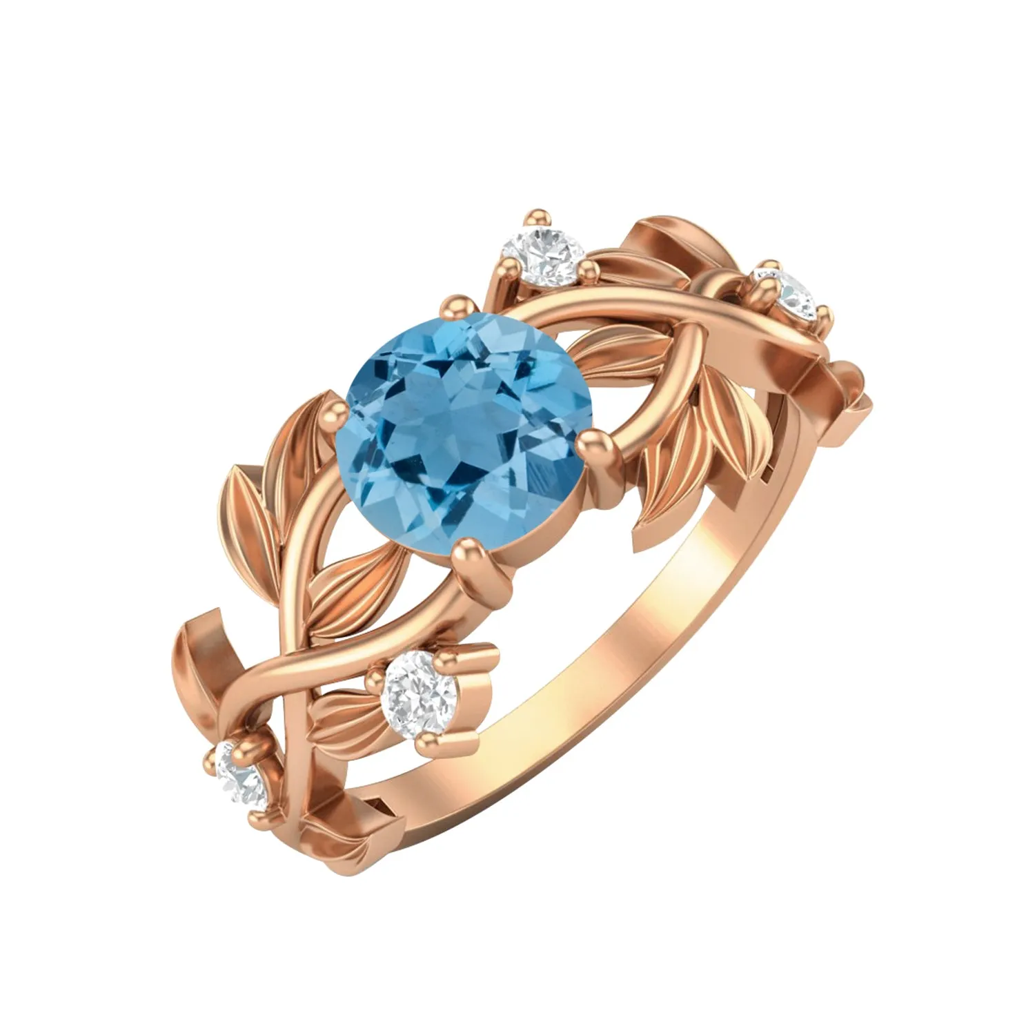 925 Sterling Silver Swiss Blue Topaz Wedding Ring Round Shaped Stone Ring