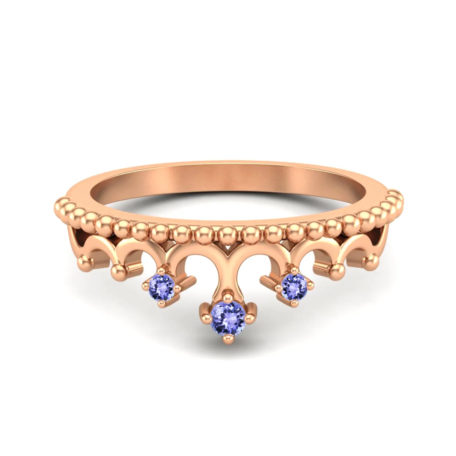 925 Sterling Silver Tanzanite Wedding Ring Vintage Bridal Ring Women Crown Ring