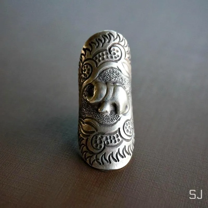 Aat Silver Elephant Ring