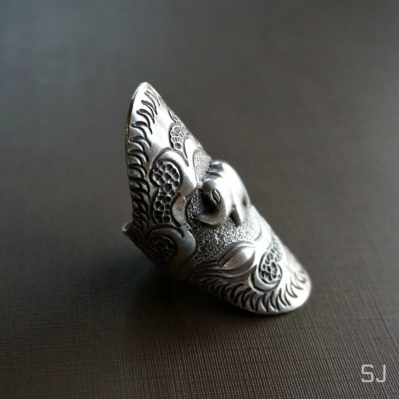 Aat Silver Elephant Ring