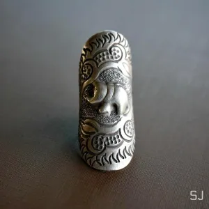 Aat Silver Elephant Ring