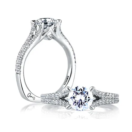A.JAFFE 18K White Gold Delicate Split Shank Engagement Ring MES333/110