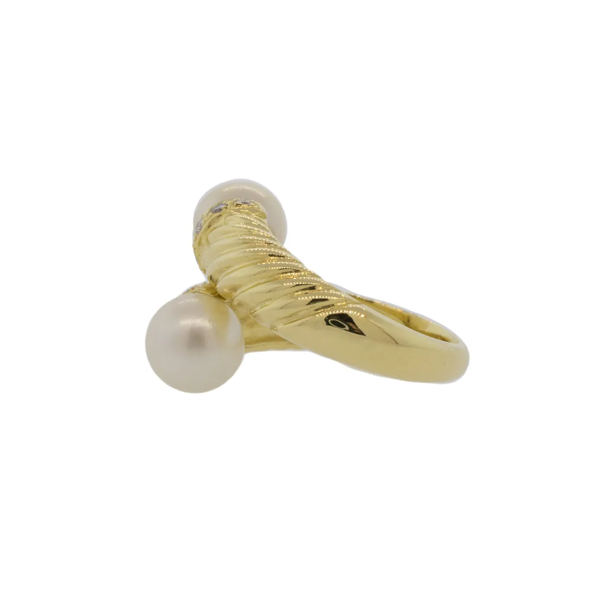 Akoya Pearl and Diamond Bypass Ring