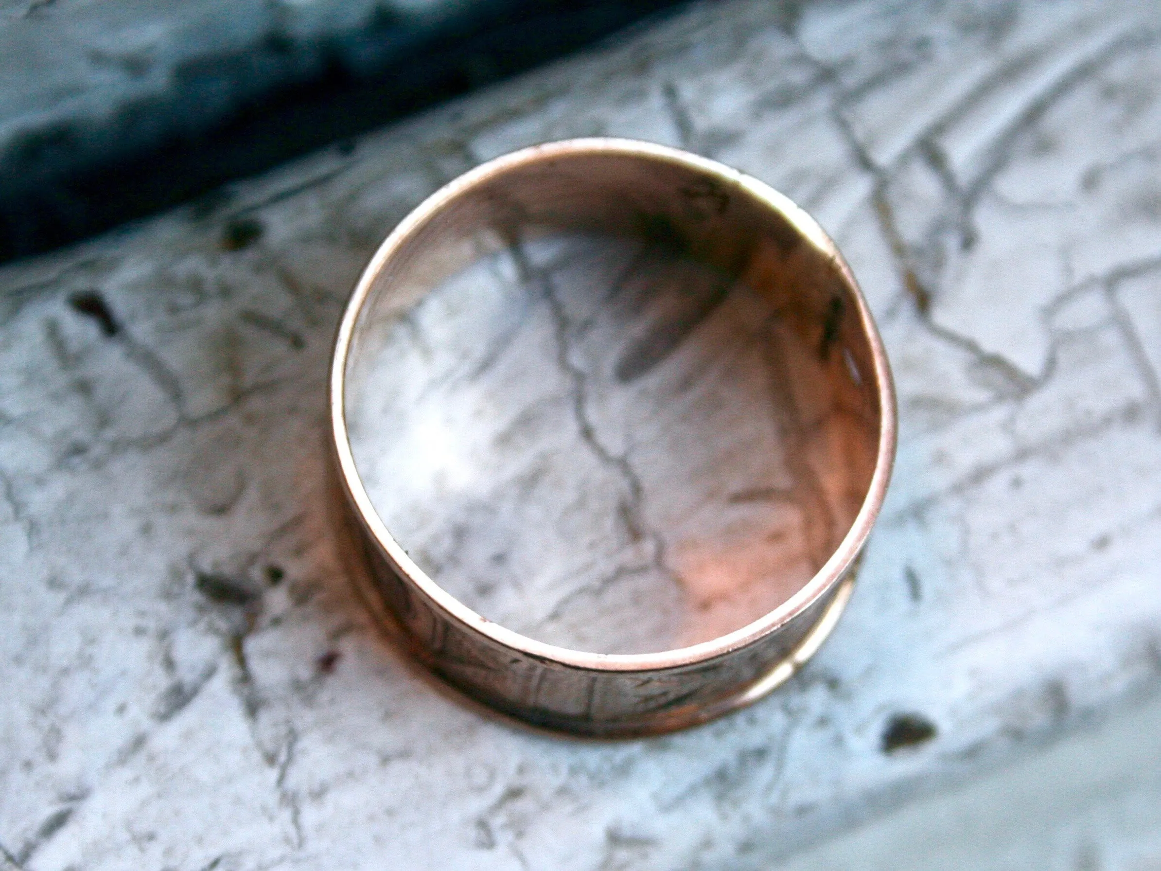 Antique 10K Rose Gold Engraved Wedding Band.