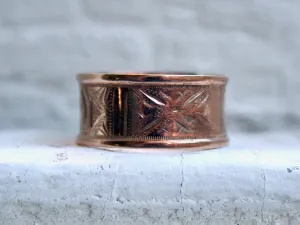 Antique 10K Rose Gold Engraved Wedding Band.