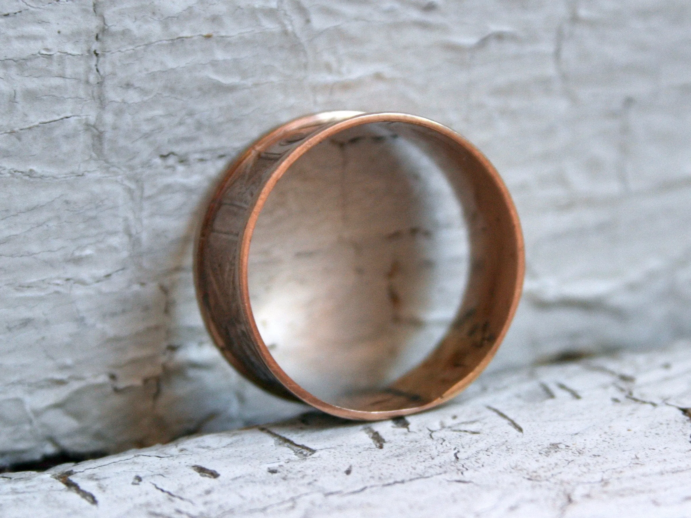 Antique 10K Rose Gold Engraved Wedding Band.
