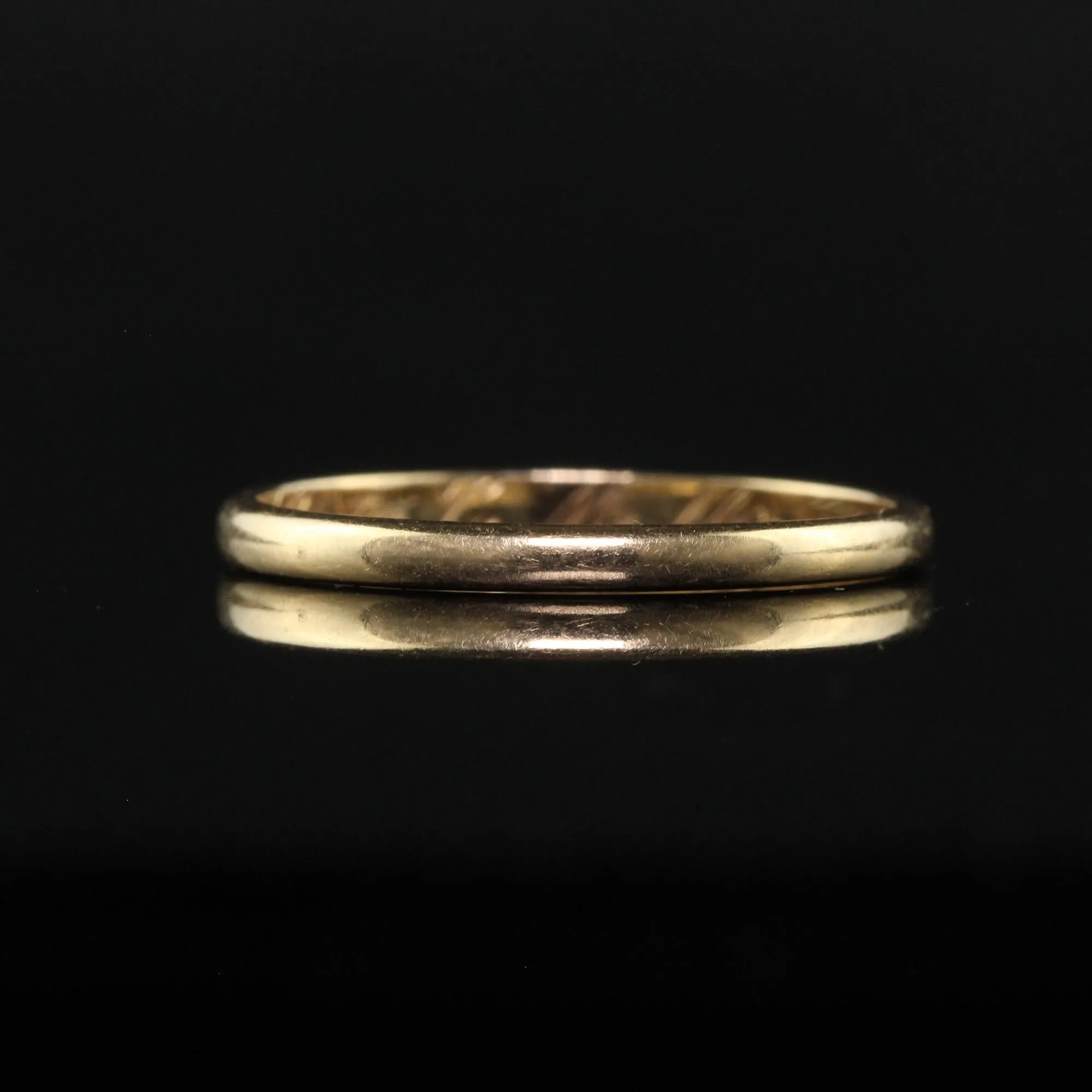 Antique Art Deco 14K Yellow Gold Thin Classic Engraved Wedding Band - Size 7