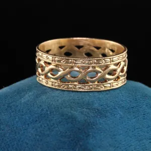 Antique Art Deco 14K Yellow Gold Twist Openwork Band - Size 6.75