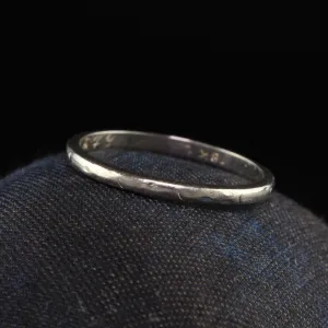 Antique Art Deco 18K White Gold Engraved Wedding Band - Size 6 1/2
