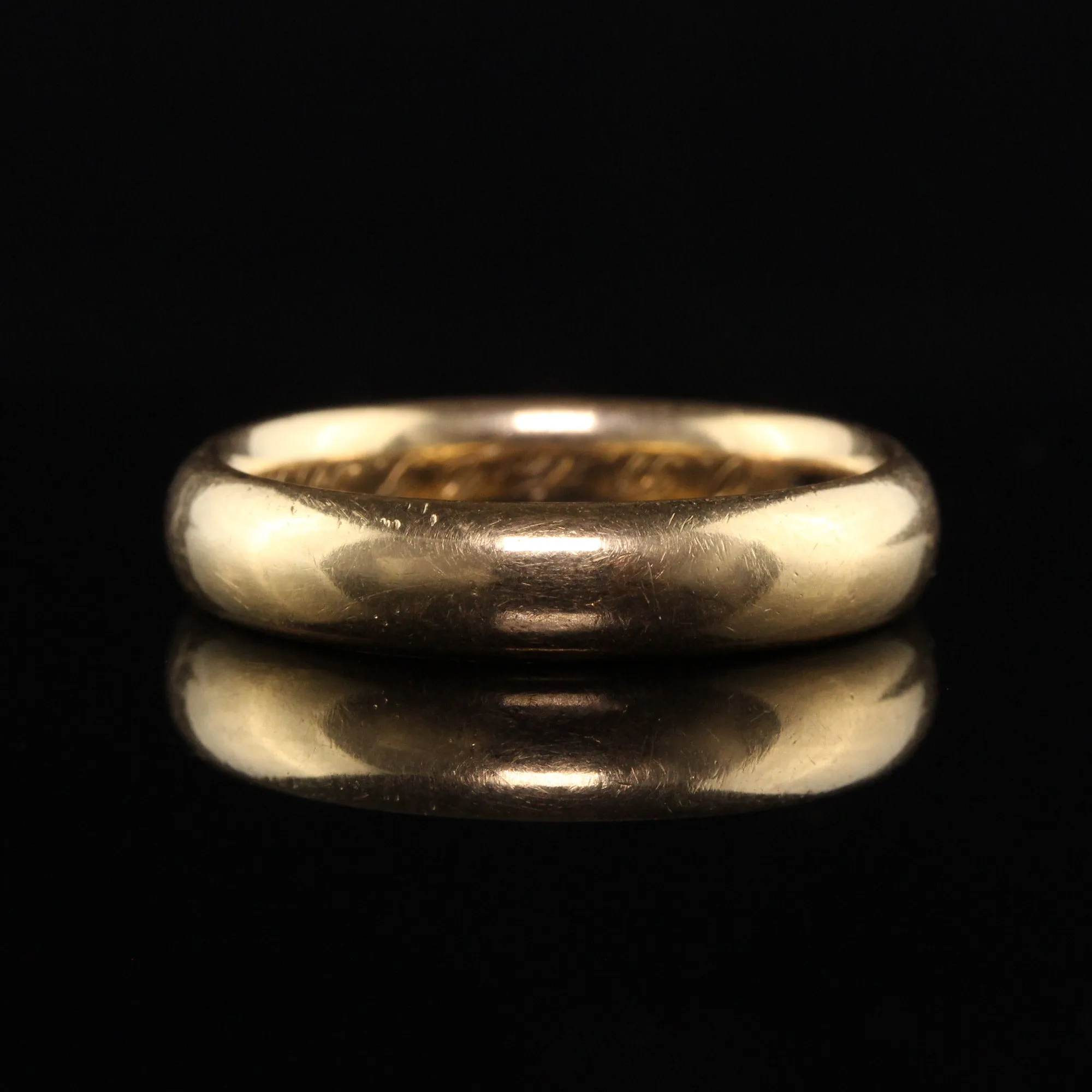 Antique Art Deco 18K Yellow Gold Classic Engraved Band - Size 7 3/4