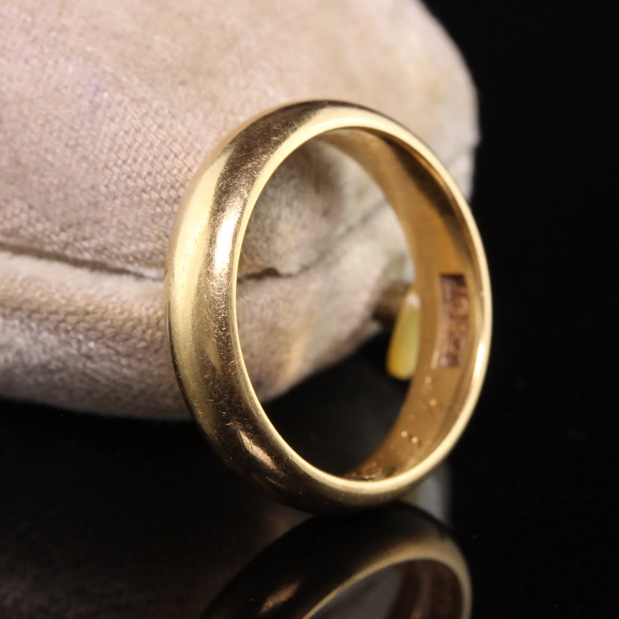 Antique Art Deco 18K Yellow Gold Classic Wedding Band - Size 5 1/4