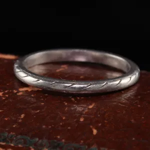 Antique Art Deco Orange Blossom Platinum Engraved Wedding Band - Size 6
