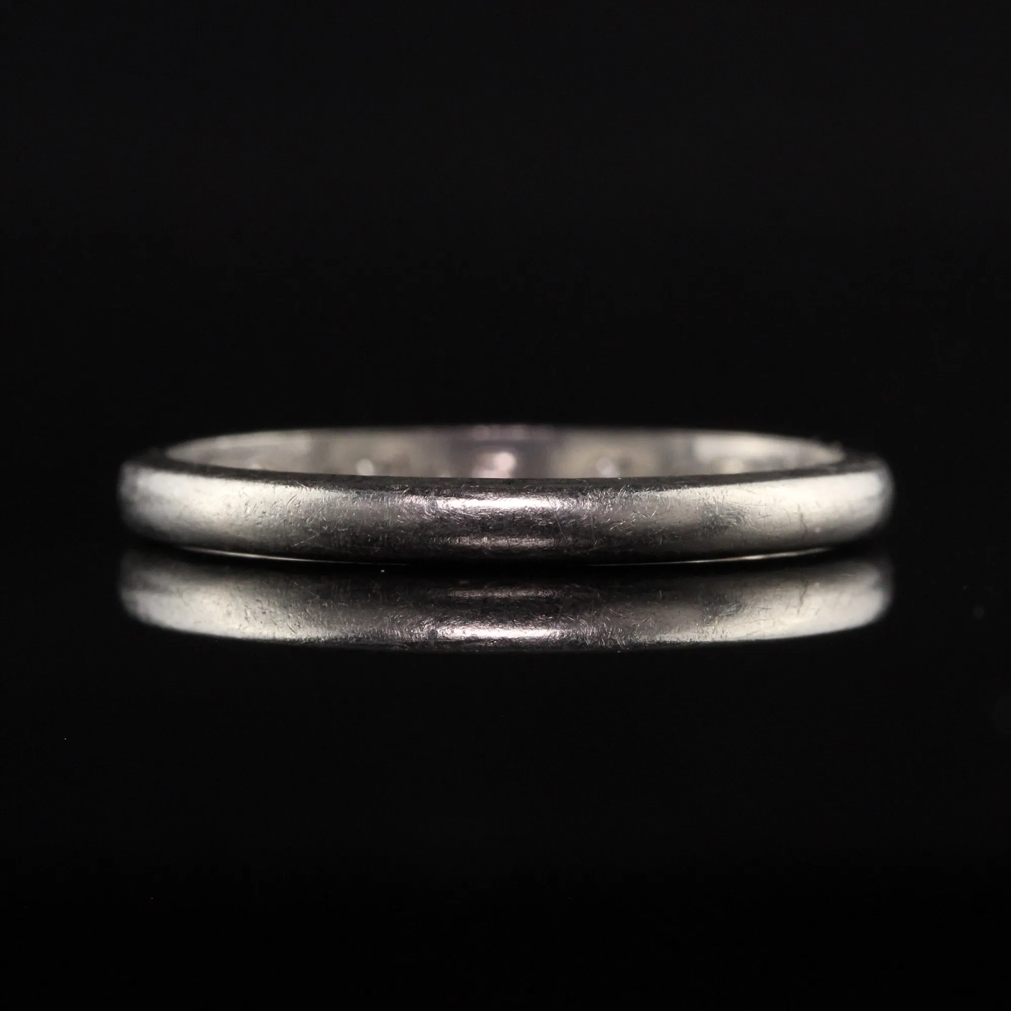 Antique Art Deco Platinum Classic Plain Engraved Wedding Band - Size 6