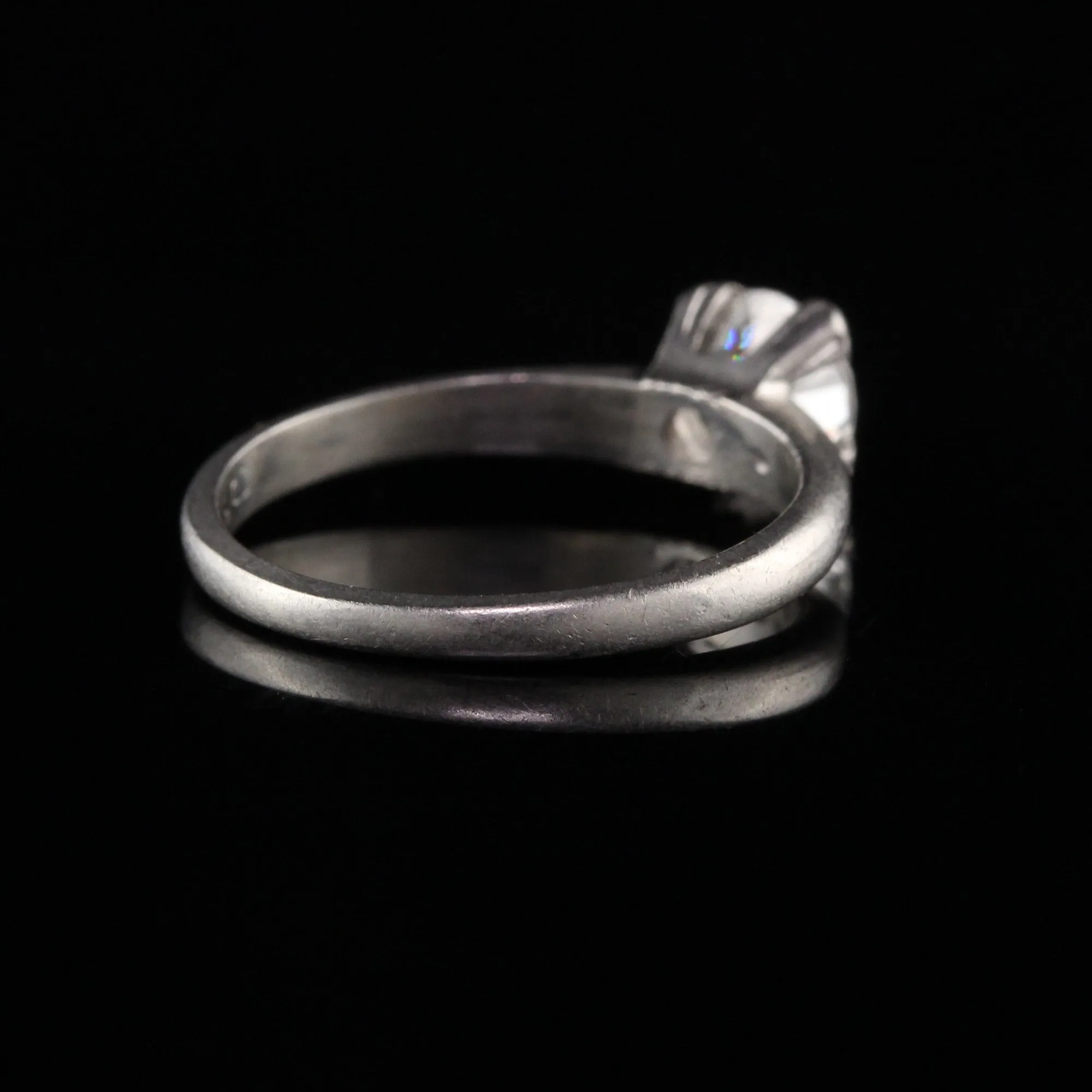 Antique Art Deco Platinum Old European Diamond Engagement Ring