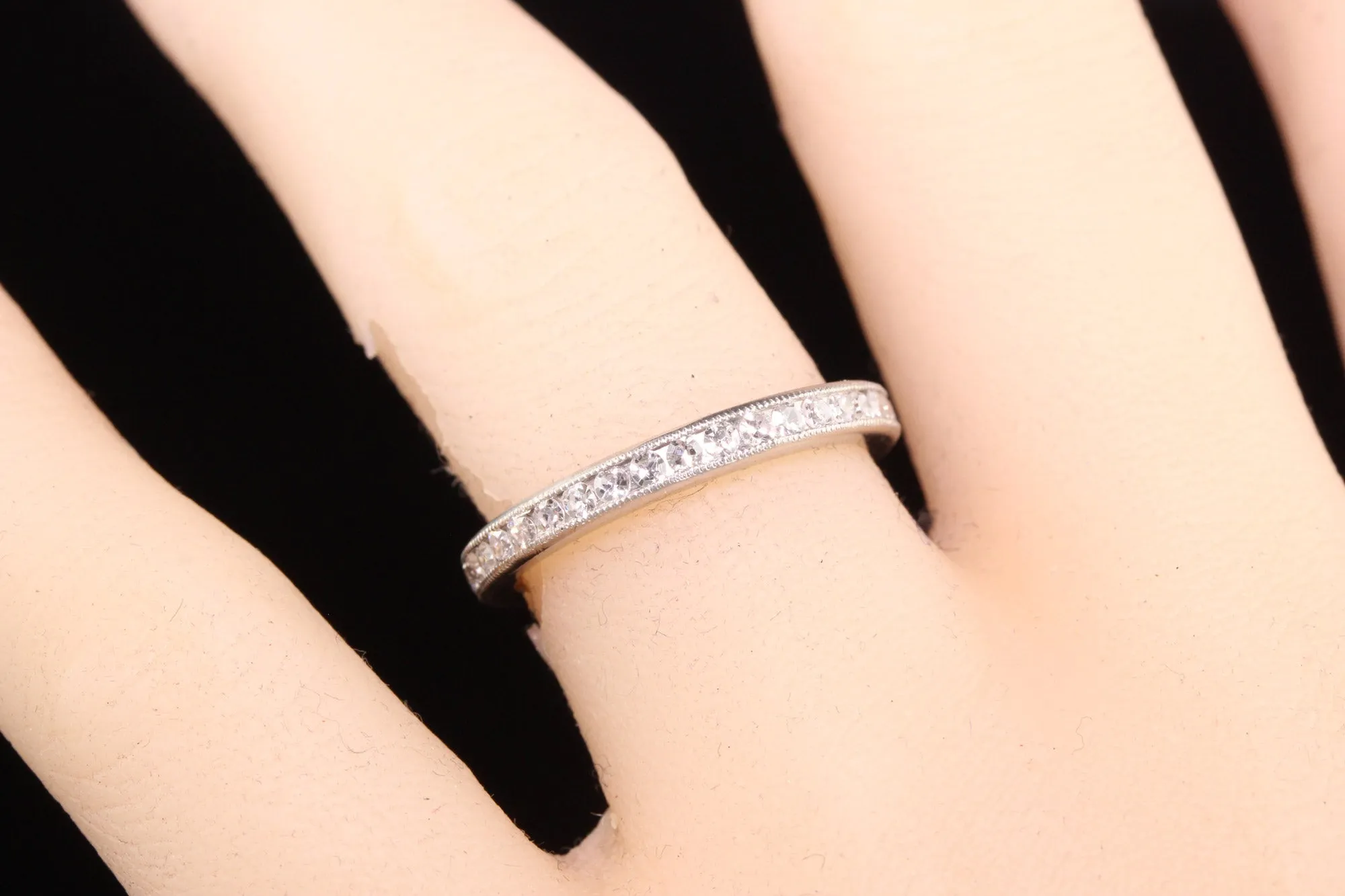 Antique Art Deco Platinum Single Cut Diamond Eternity Wedding Band