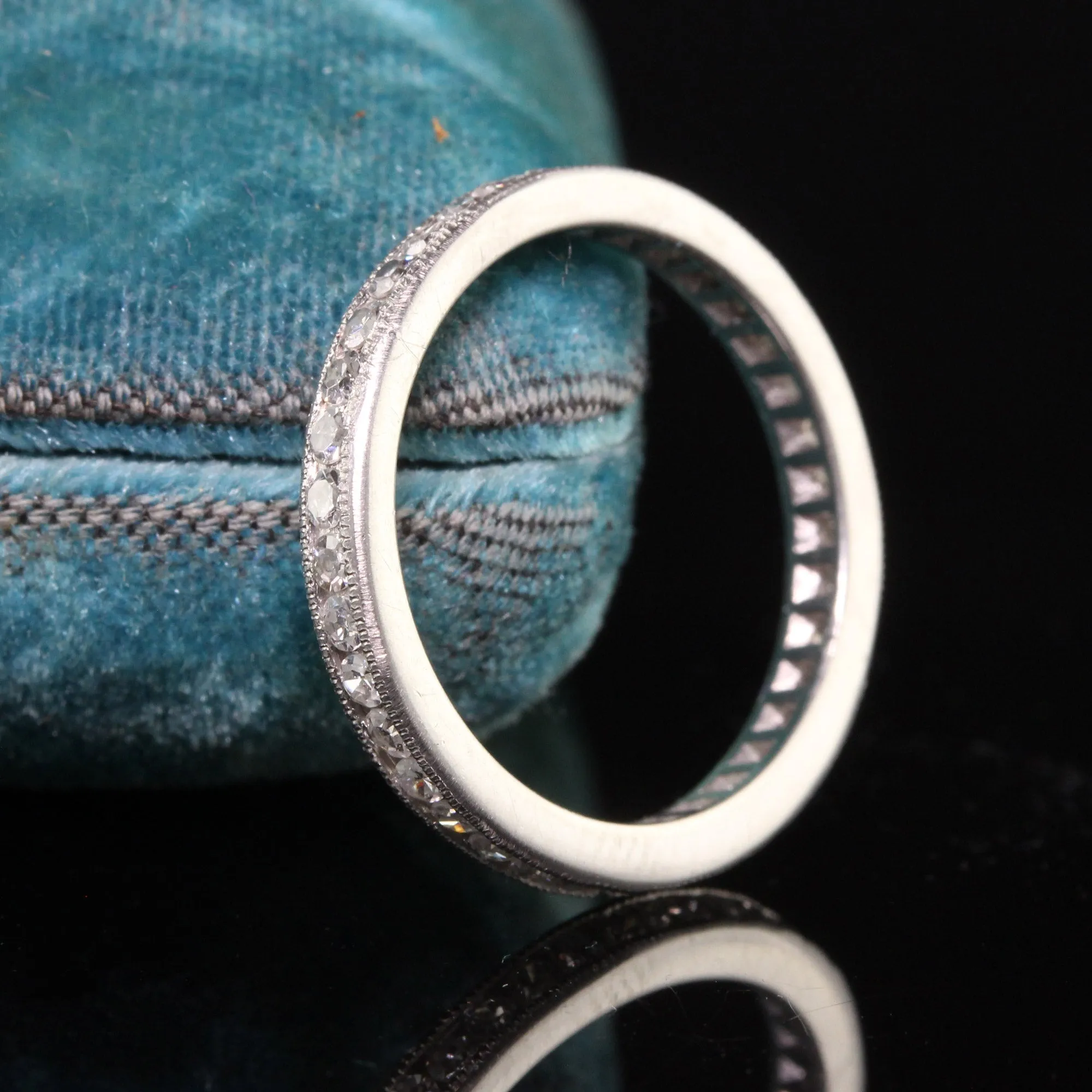 Antique Art Deco Platinum Single Cut Diamond Eternity Wedding Band