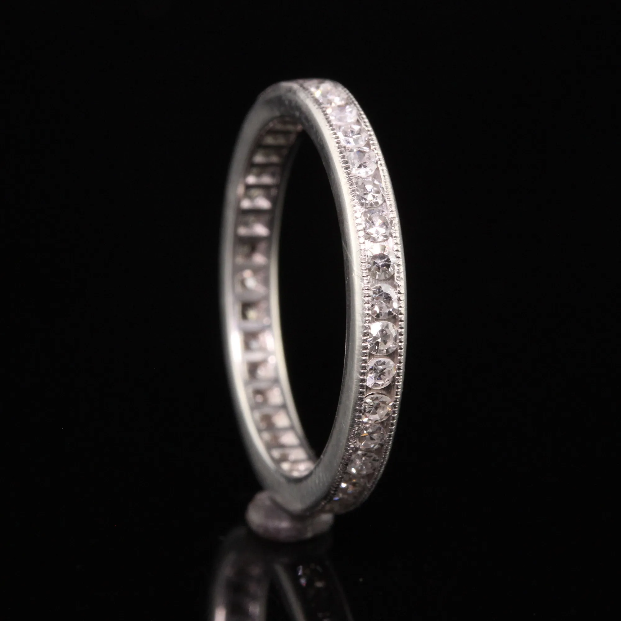 Antique Art Deco Platinum Single Cut Diamond Eternity Wedding Band