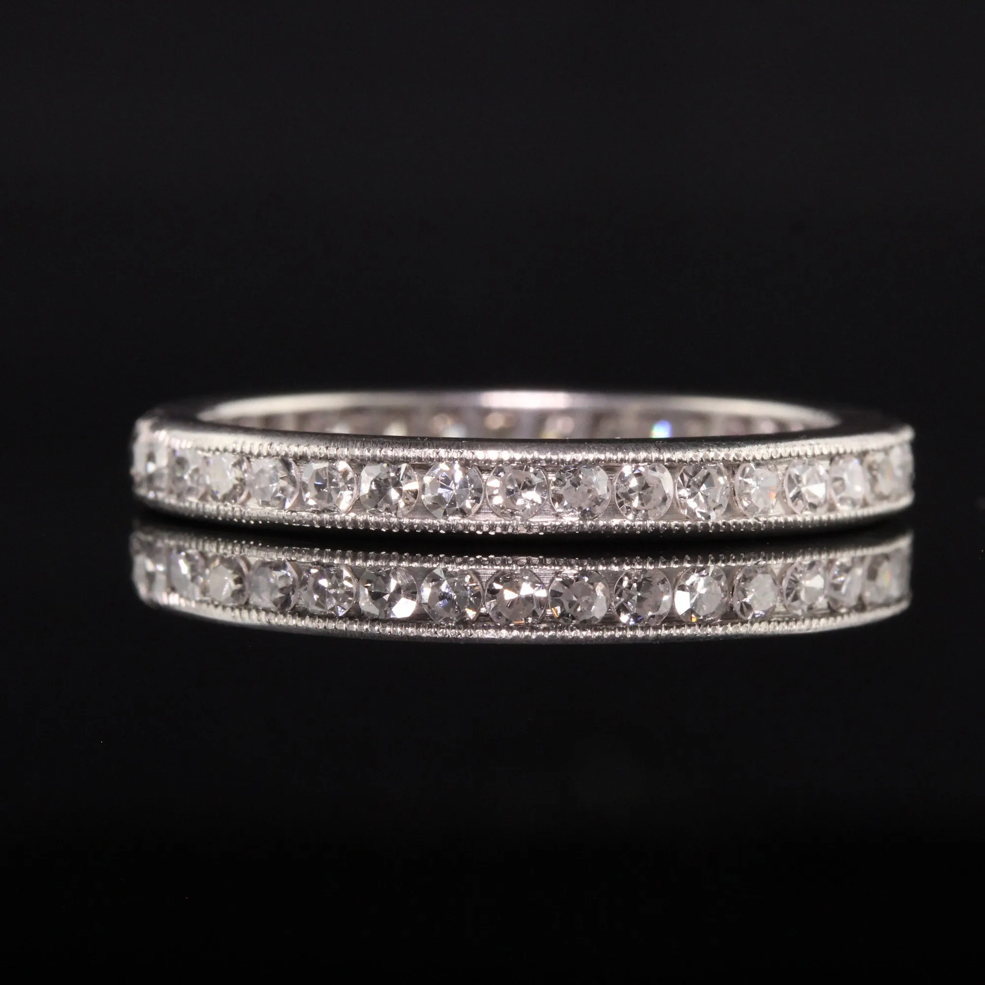 Antique Art Deco Platinum Single Cut Diamond Eternity Wedding Band