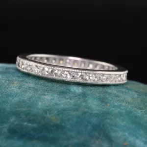 Antique Art Deco Platinum Single Cut Diamond Eternity Wedding Band