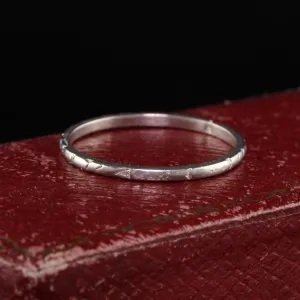 Antique Art Deco Tiffany and Co Platinum Engraved Wedding Band - Size 7 1/4
