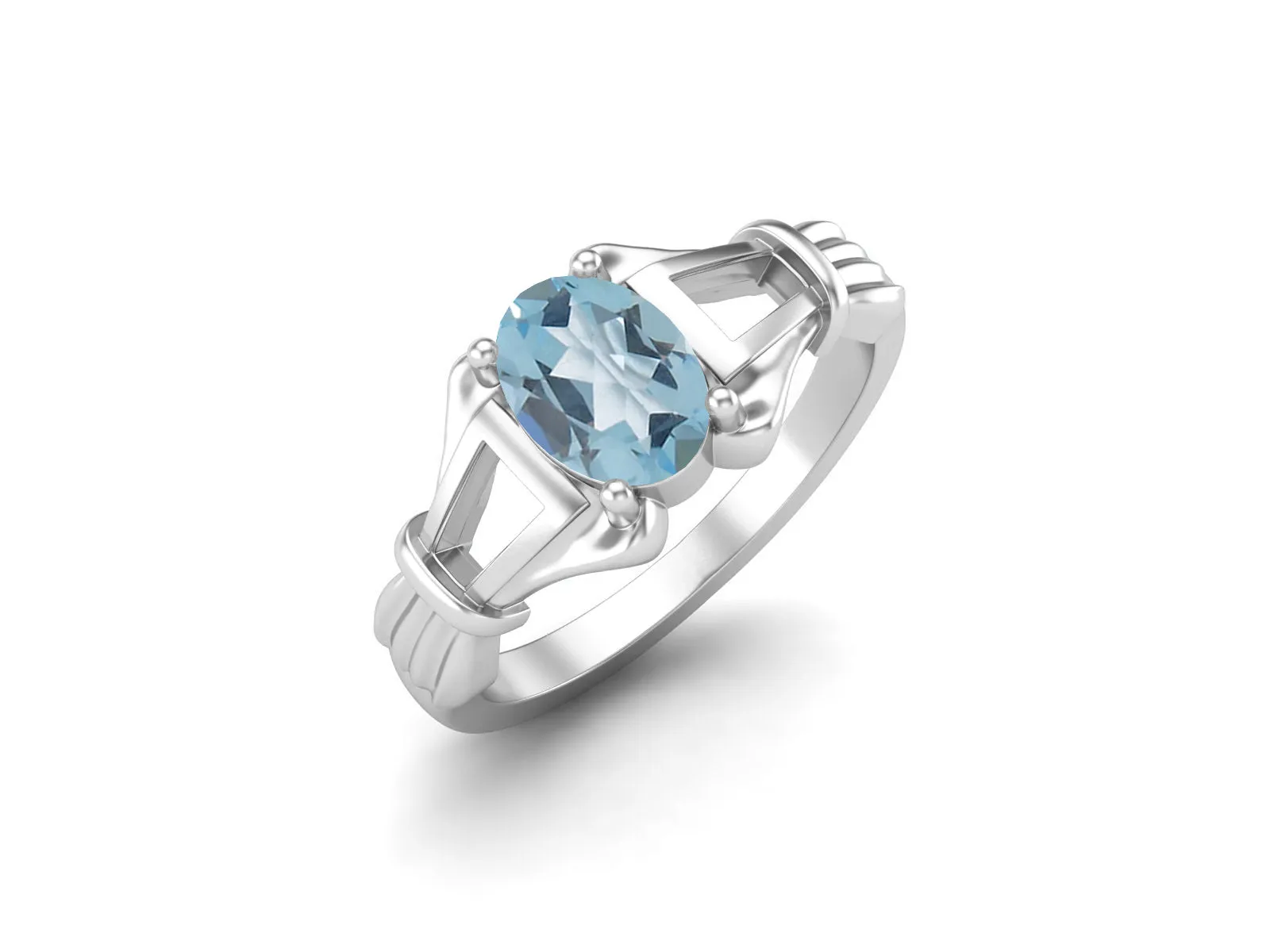 Antique Blue Topaz Engagement Ring Unique Blue Topaz Bridal Ring Oval Shaped Wedding Ring