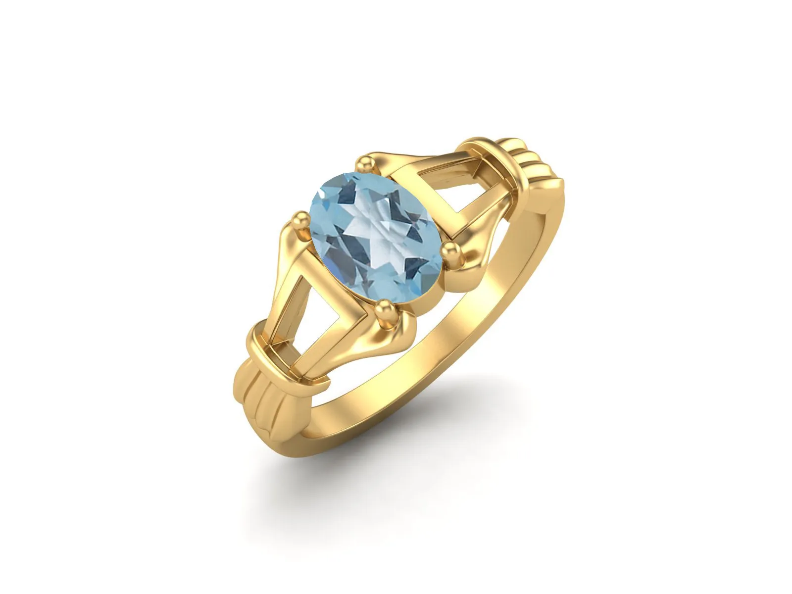 Antique Blue Topaz Engagement Ring Unique Blue Topaz Bridal Ring Oval Shaped Wedding Ring