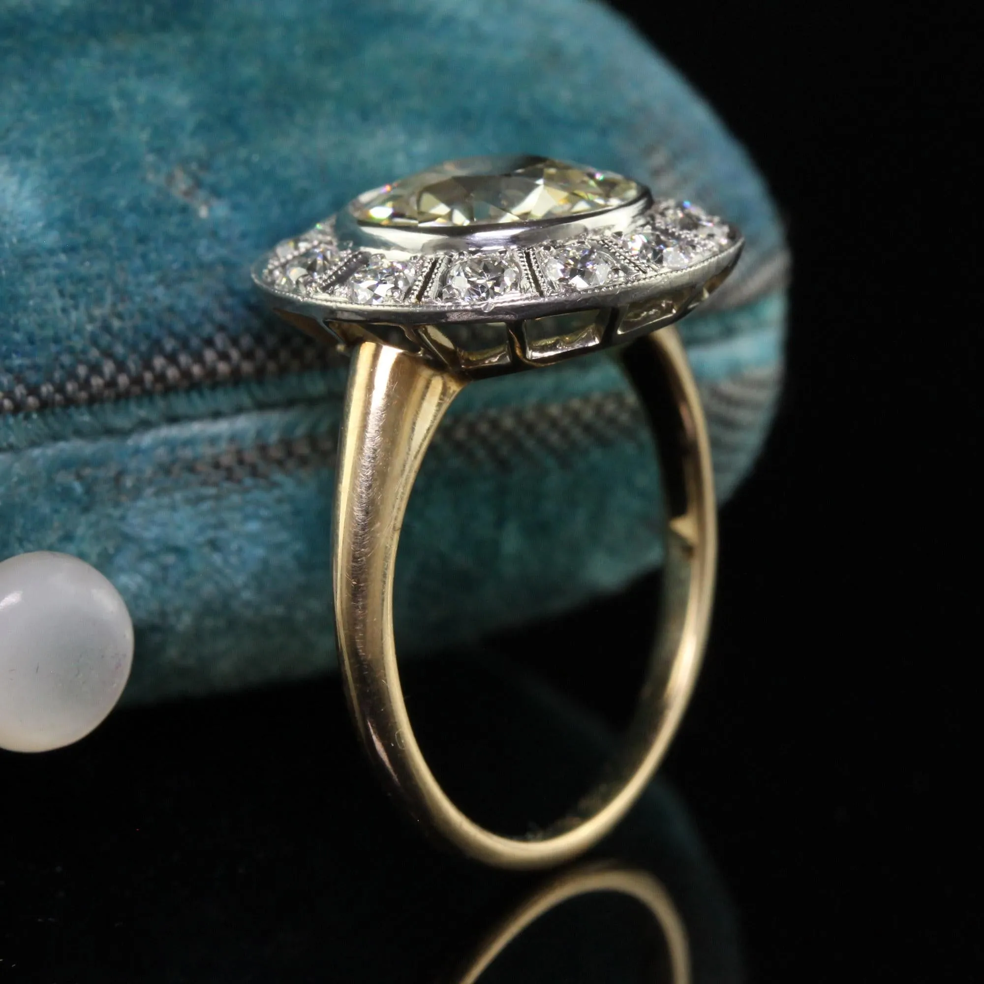 Antique Edwardian 18K Gold Platinum Old Euro Diamond Engagement Ring - GIA