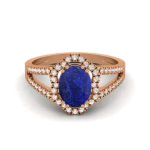 Antique Lapis lazuli Halo Wedding Ring 925 Sterling Silver Ring For Her