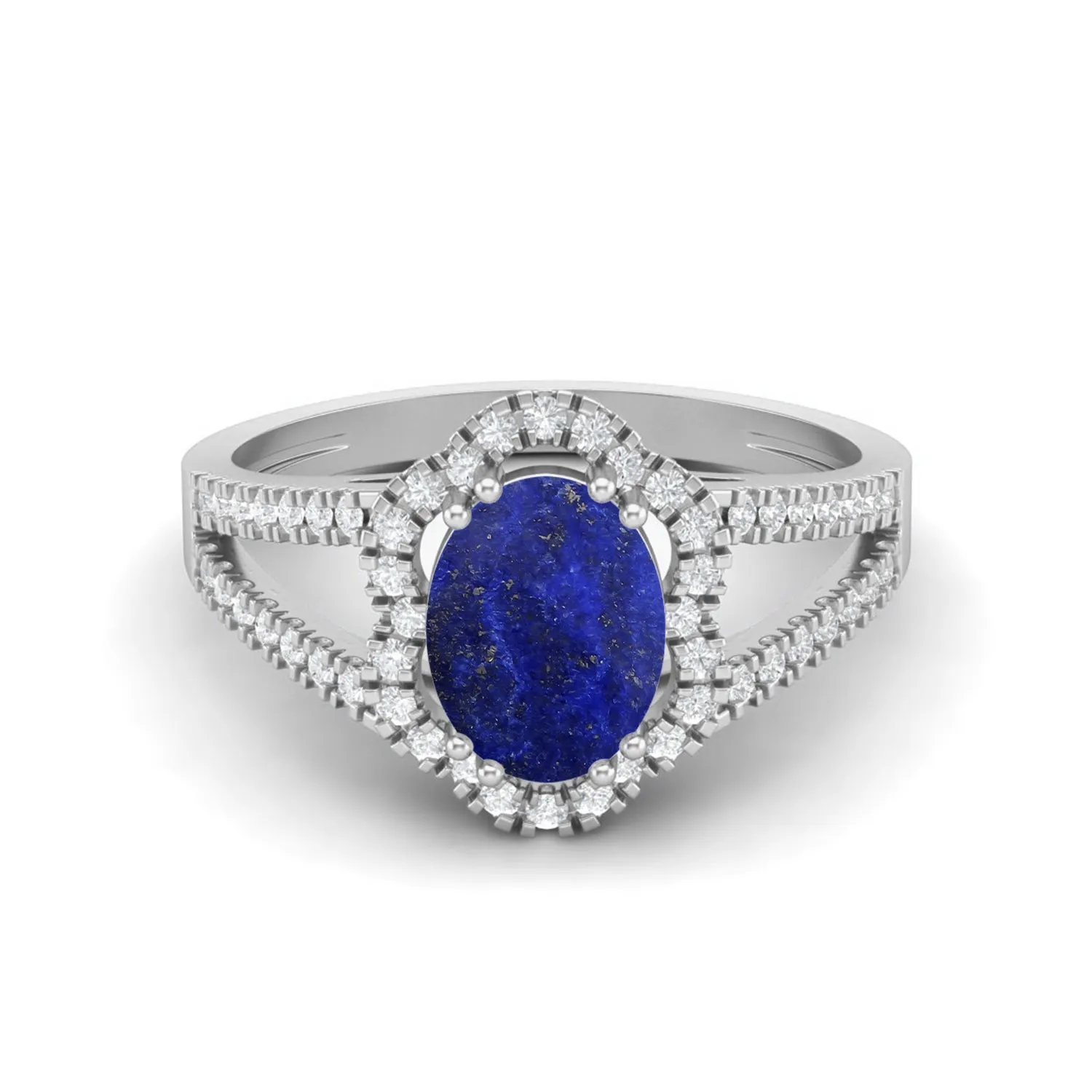 Antique Lapis lazuli Halo Wedding Ring 925 Sterling Silver Ring For Her