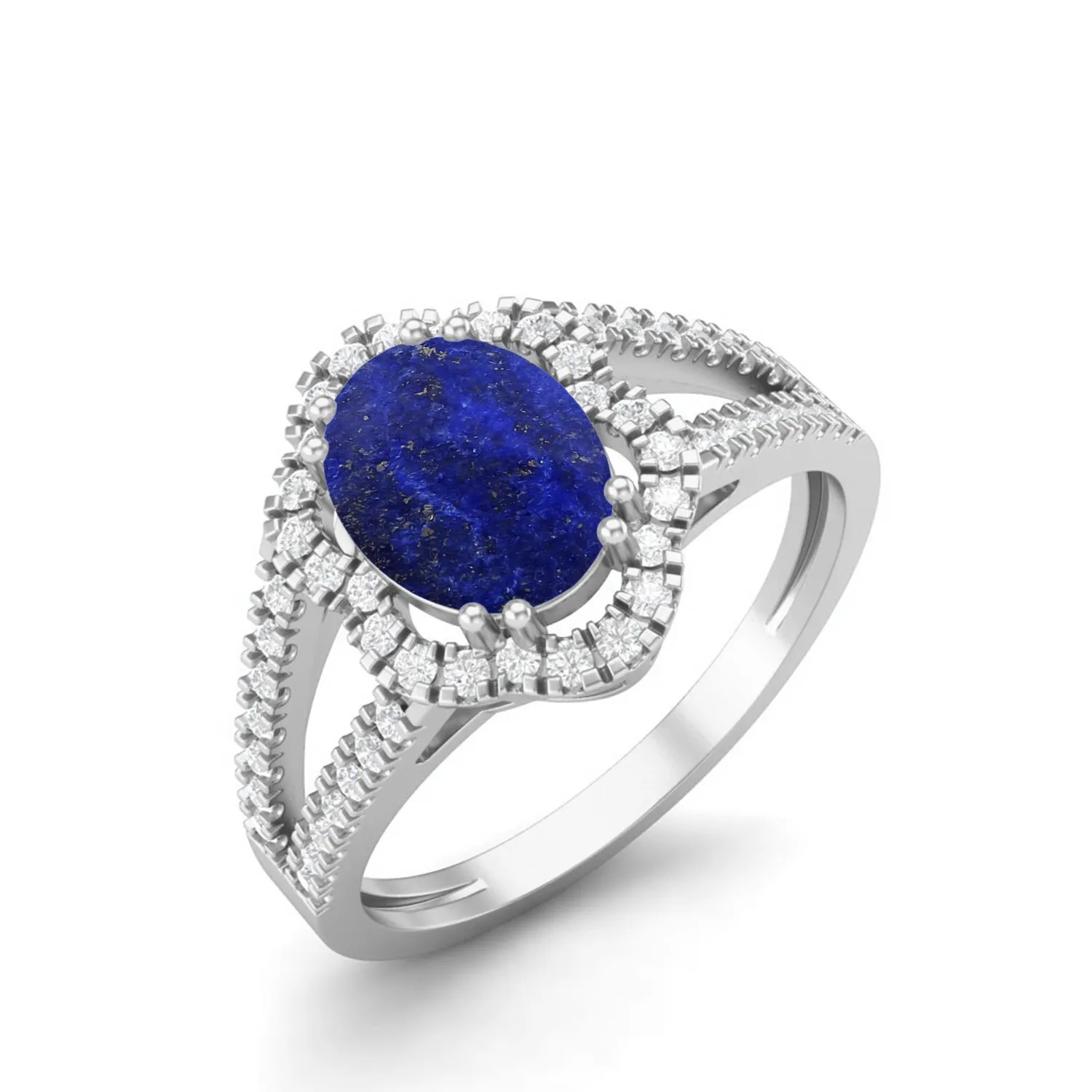 Antique Lapis lazuli Halo Wedding Ring 925 Sterling Silver Ring For Her