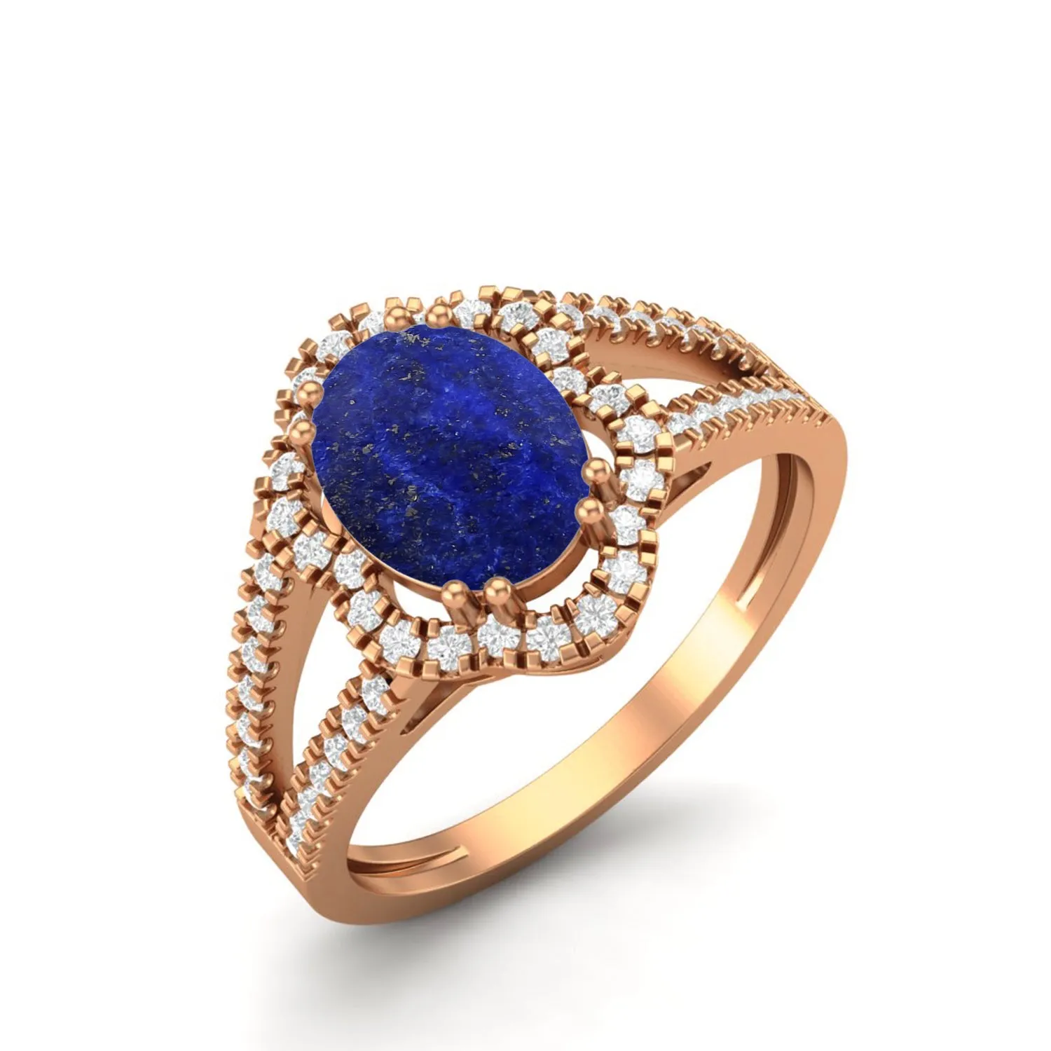 Antique Lapis lazuli Halo Wedding Ring 925 Sterling Silver Ring For Her
