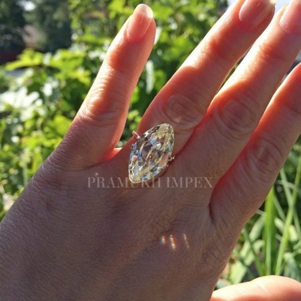 Antique Marquise shape Moissanite Engagement Ring, 14K Yellow Gold 10.71ct  promise ring, forever one, Unique Design Diamond Wedding Ring