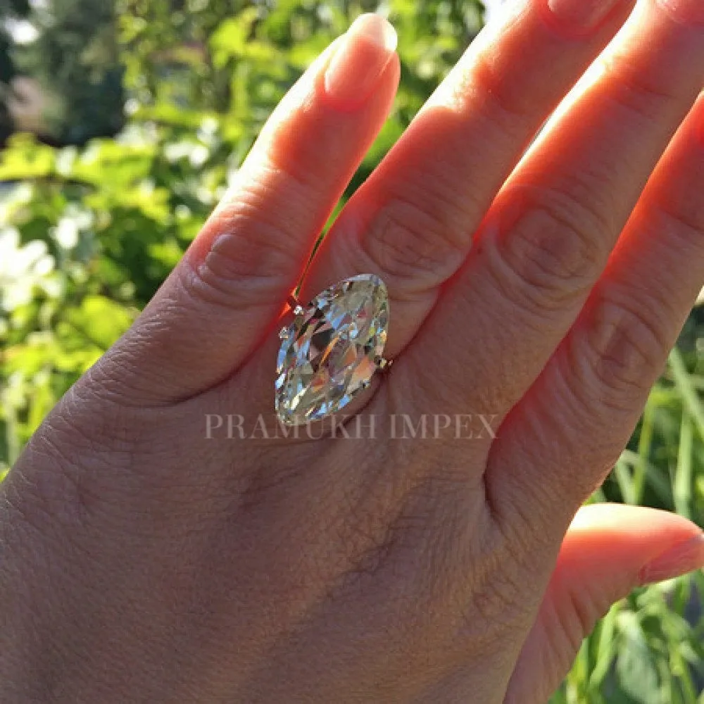 Antique Marquise shape Moissanite Engagement Ring, 14K Yellow Gold 10.71ct  promise ring, forever one, Unique Design Diamond Wedding Ring