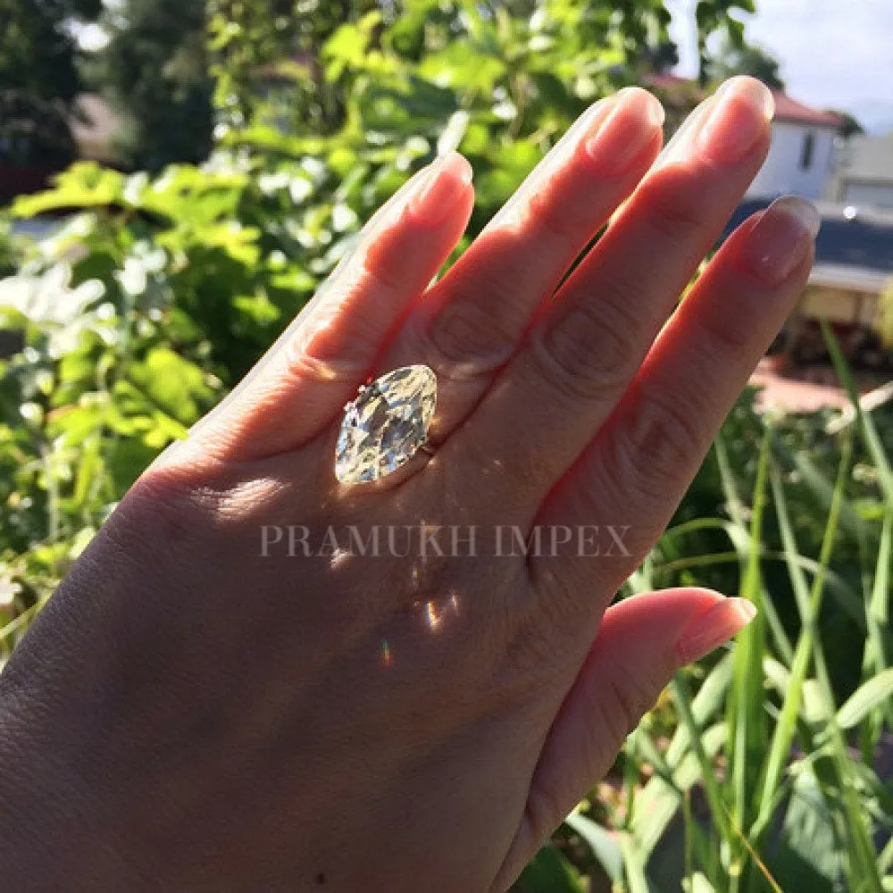 Antique Marquise shape Moissanite Engagement Ring, 14K Yellow Gold 10.71ct  promise ring, forever one, Unique Design Diamond Wedding Ring