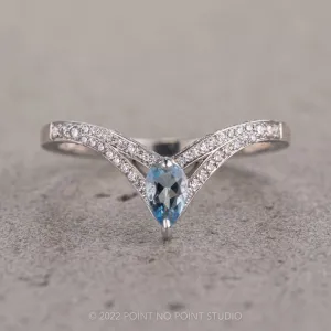 Aquamarine and Diamond V Band, River Setting, Platinum