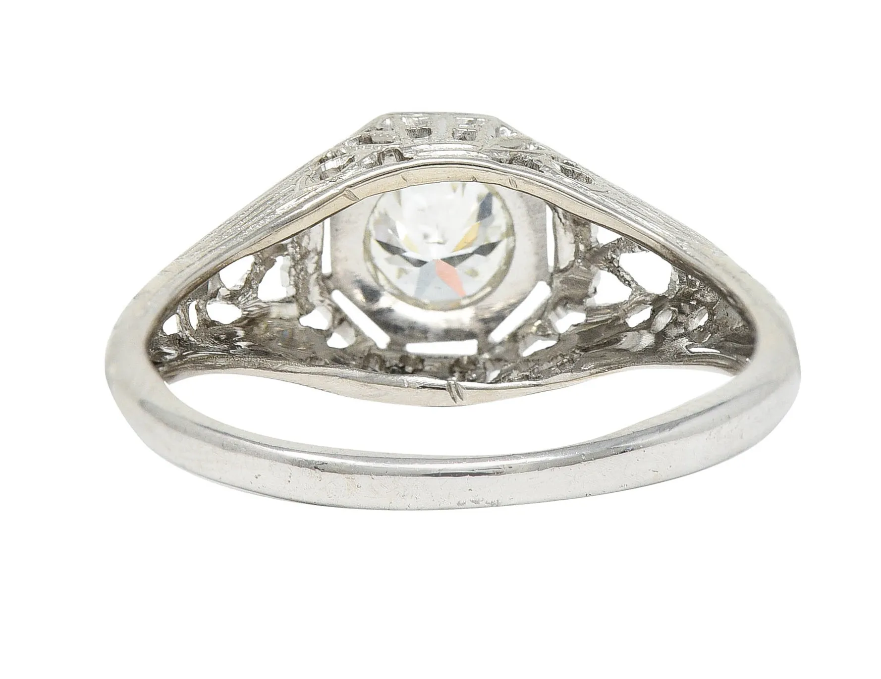 Art Deco 0.61 CTW Diamond 18 Karat White Gold Engagement Ring