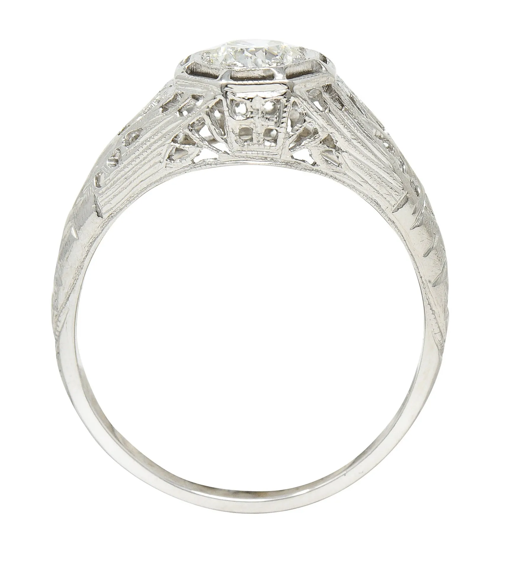 Art Deco 0.61 CTW Diamond 18 Karat White Gold Engagement Ring