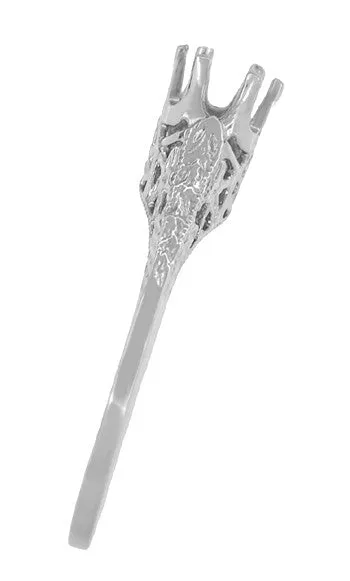 Art Deco 1/4 - 1/3 Carat Crown of Leaves Filigree Engagement Ring Setting in 14K or 18K White Gold