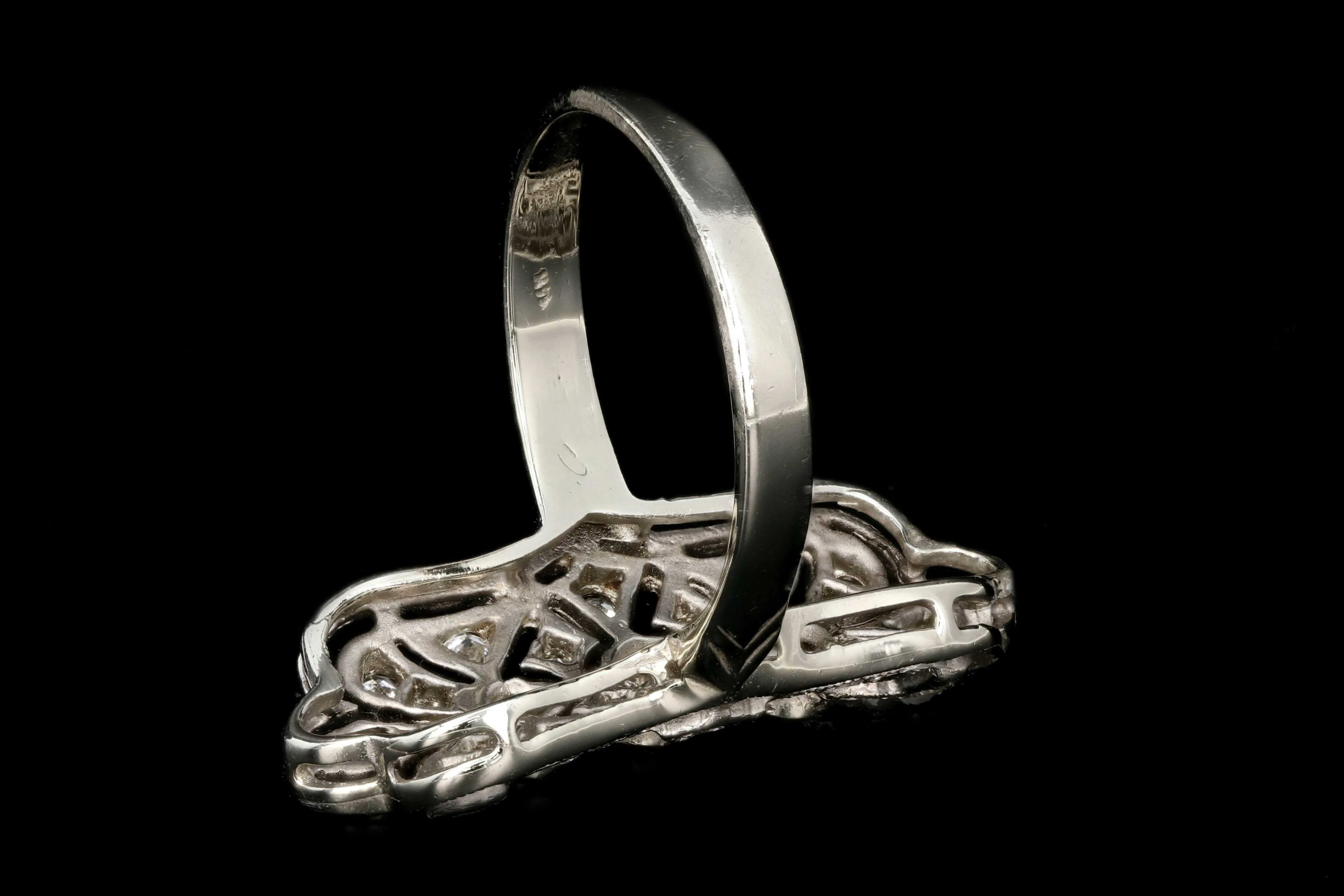 Art Deco 14K White Gold 1CTW Diamond Shield Ring