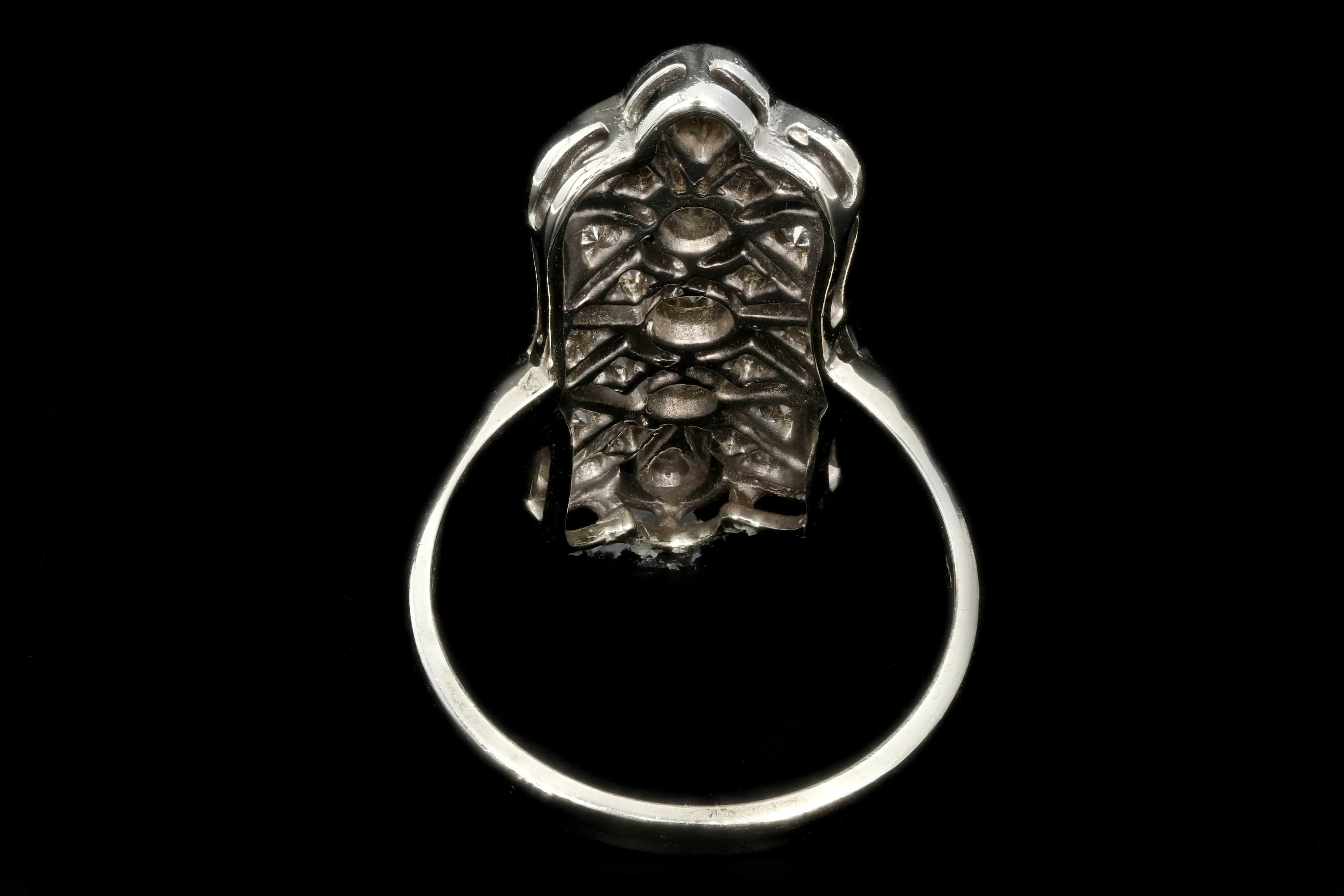 Art Deco 14K White Gold 1CTW Diamond Shield Ring