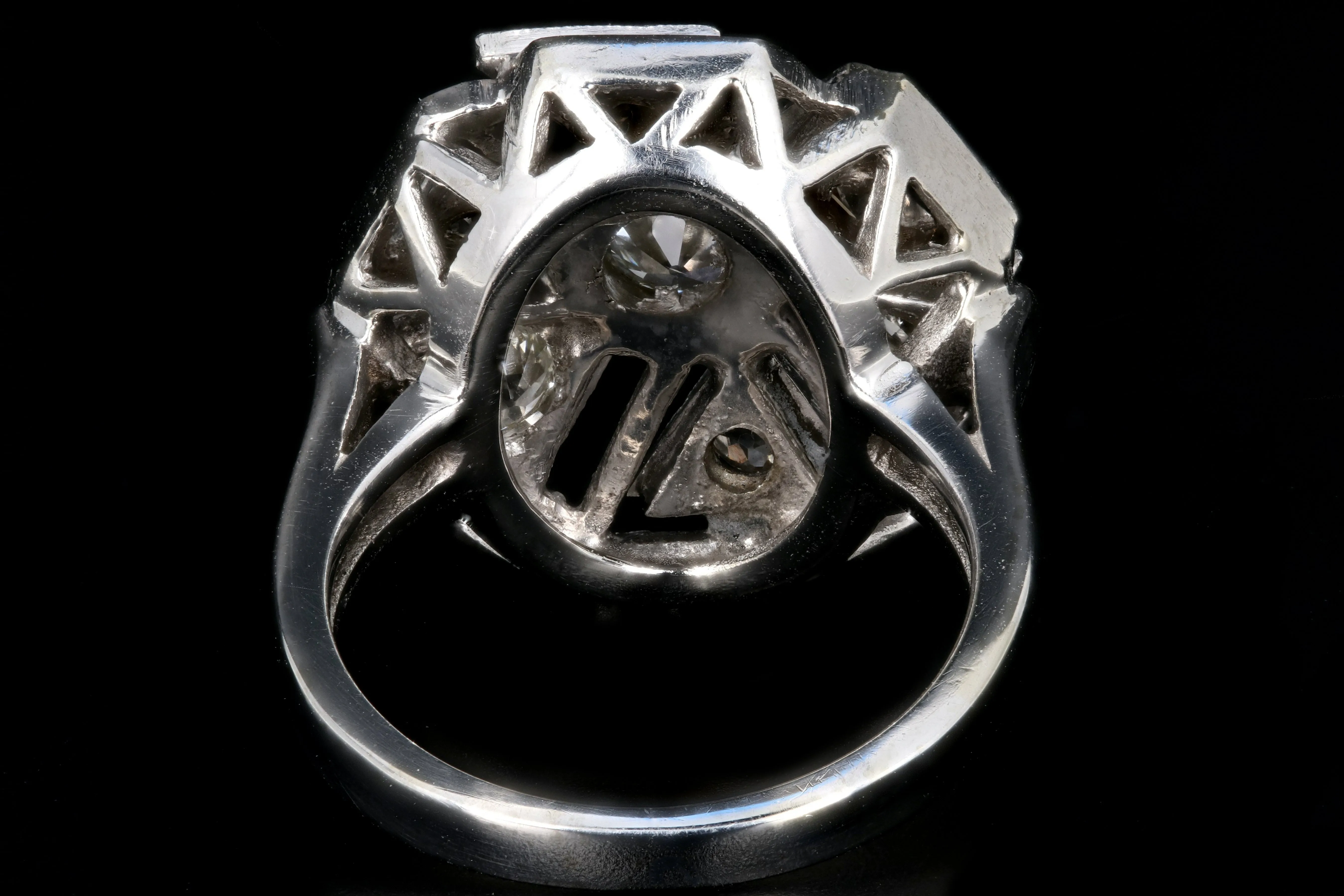 Art Deco 14K White Gold .97 Carat Diamond Cluster Ring