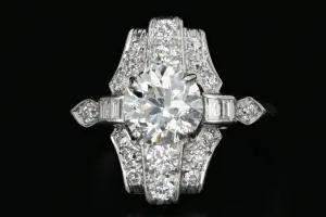 Art Deco 1.80 Carat Old European Cut Diamond Cocktail Ring